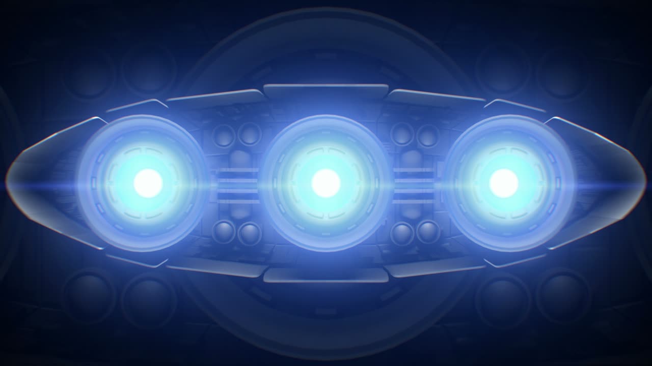 공상 과학 소설 장치, 밝은 불빛을 박이는, 3d 애니메이션, 원활한 루프.
