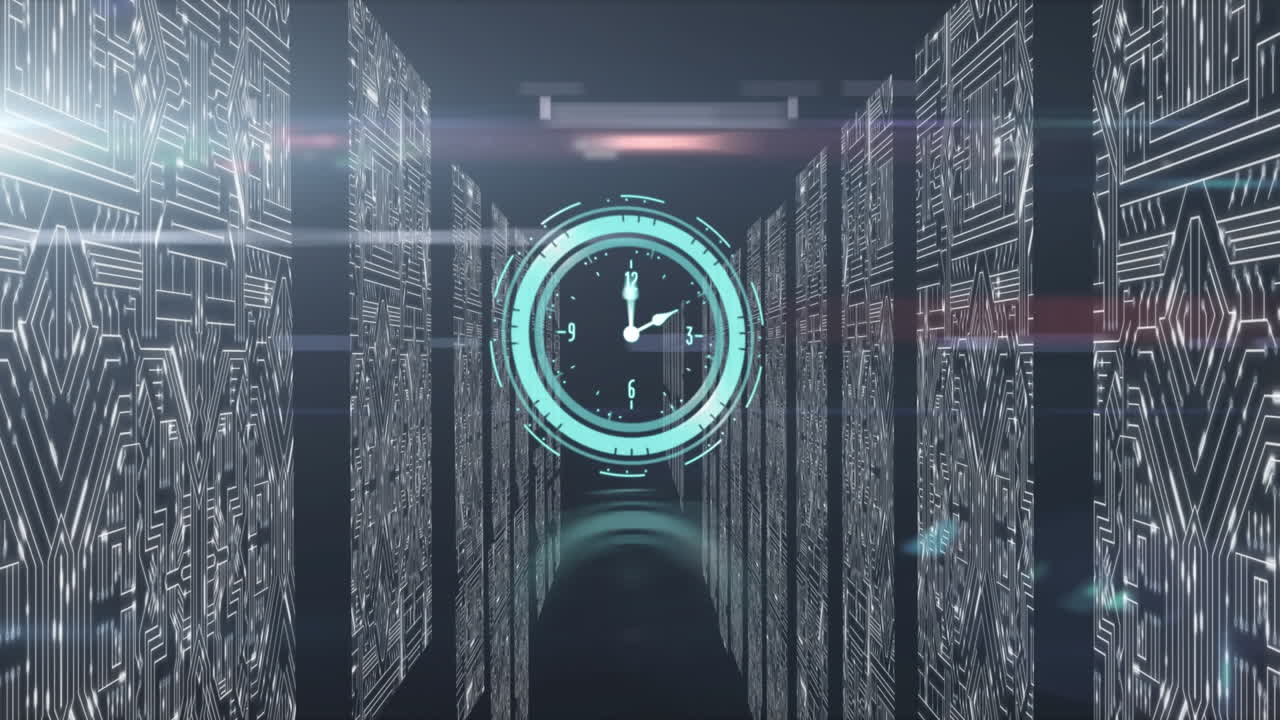 Animation of clock with computer processors