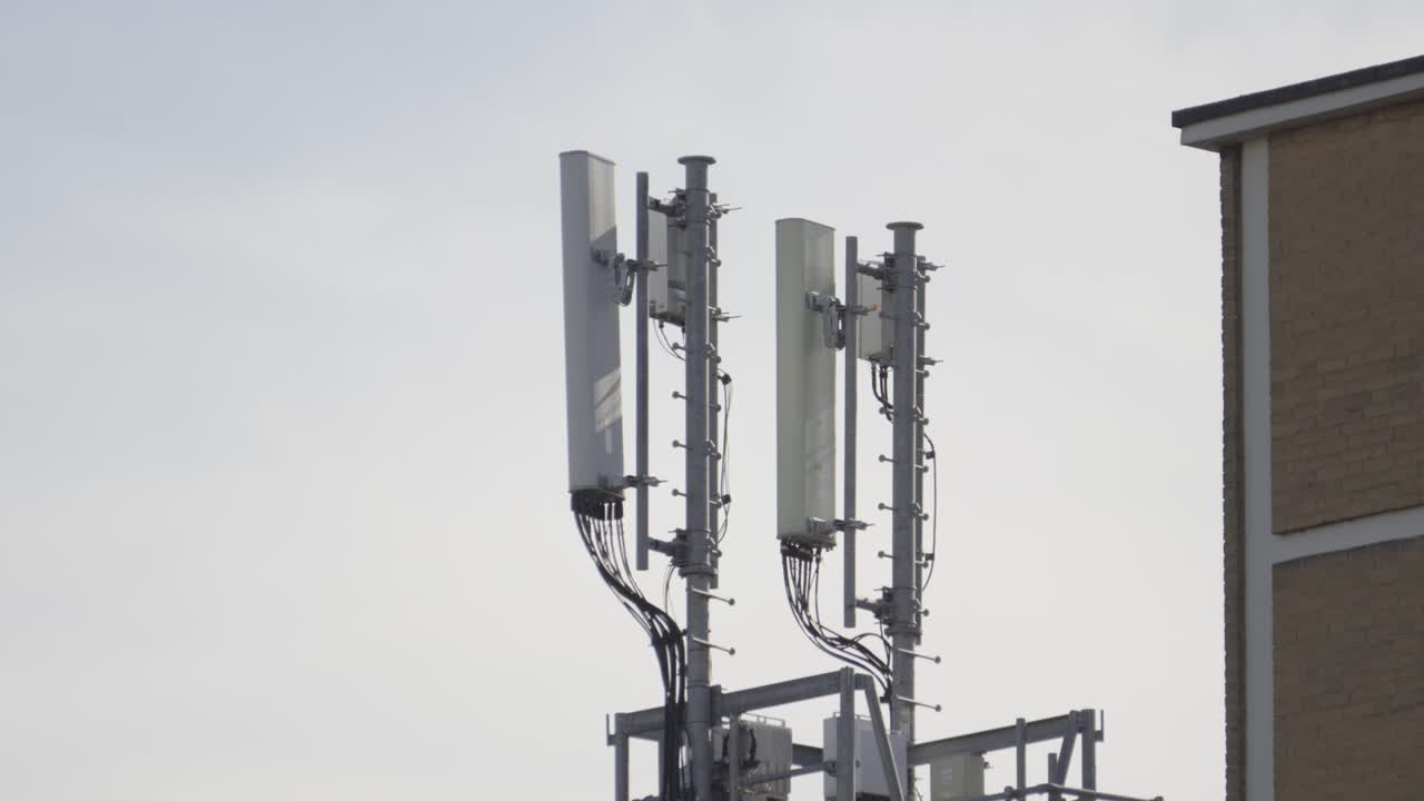 5G Infrastructure Mast using High-Frequency Radio Waves to Provide High Connectivity Internet with Low Latency and High Capacity. Modern Technology Equipment. Connecting the World
