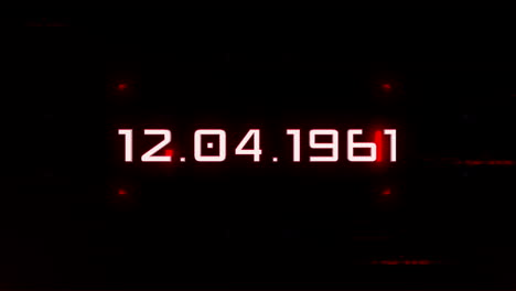 1961 年 4 月 12 日、コンピューター画面上の hud 要素とグリッチ効果