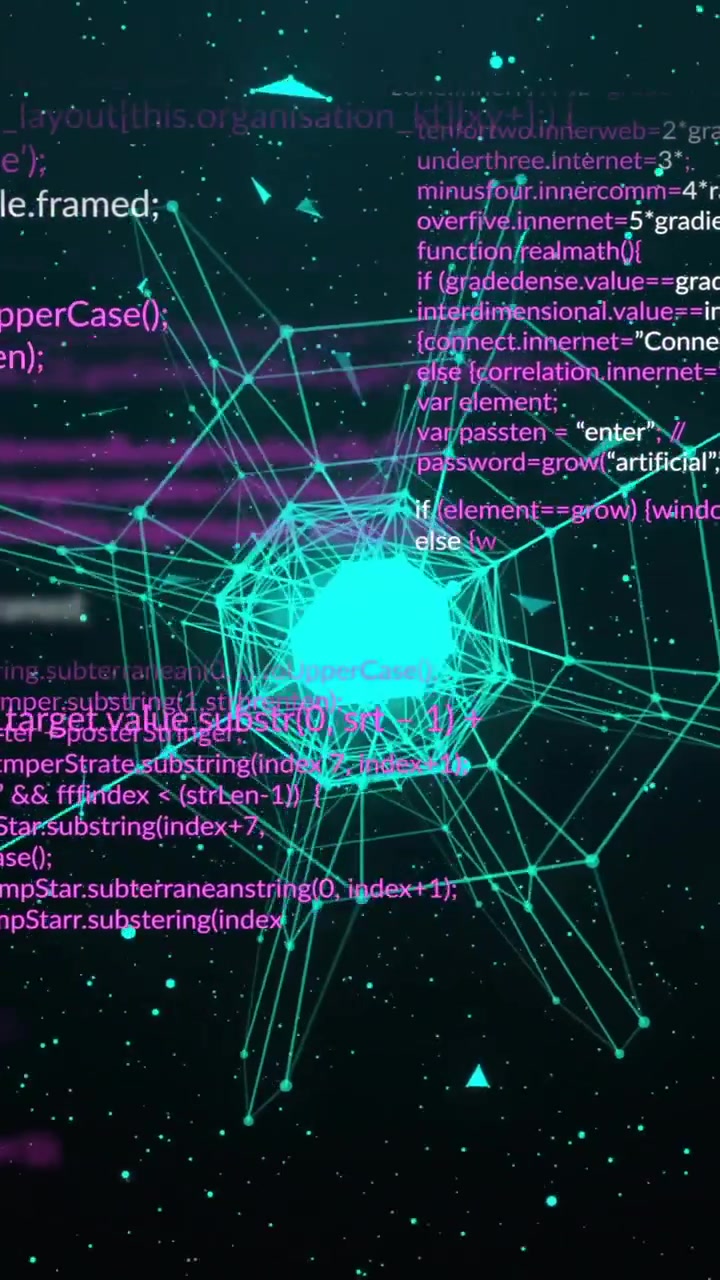 Animatie van gegevensverwerking en wereldbol boven sterren