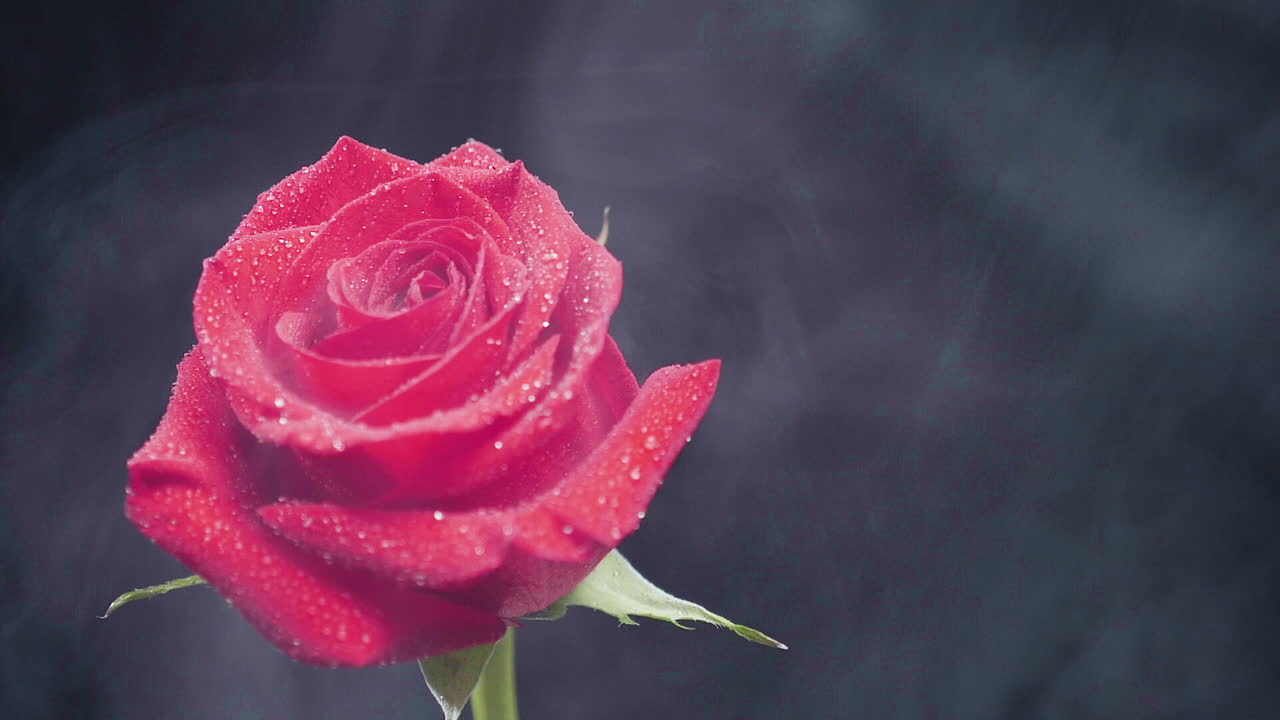 rosa rossa con gocce di rugiada