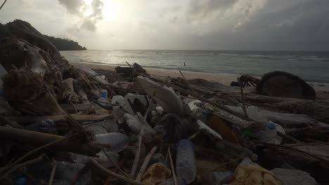 garbage pollution on the beach