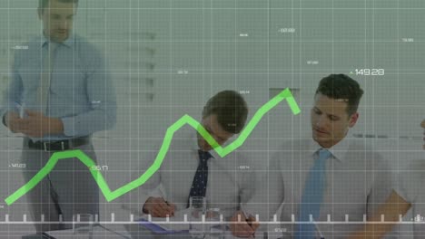 Animación-Del-Procesamiento-De-Datos-Financieros-Sobre-Diversos-Grupos-De-Empresarios