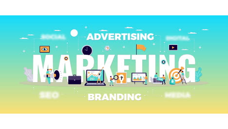 marketing title with icons | other keywords advertising | branding | social | seo | digital | media animation