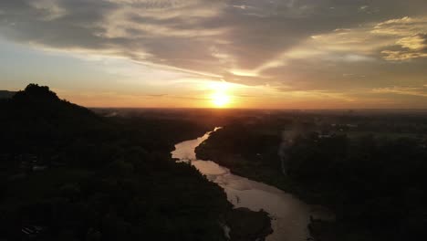 aerial-view,-beautiful-sunset-silhouette