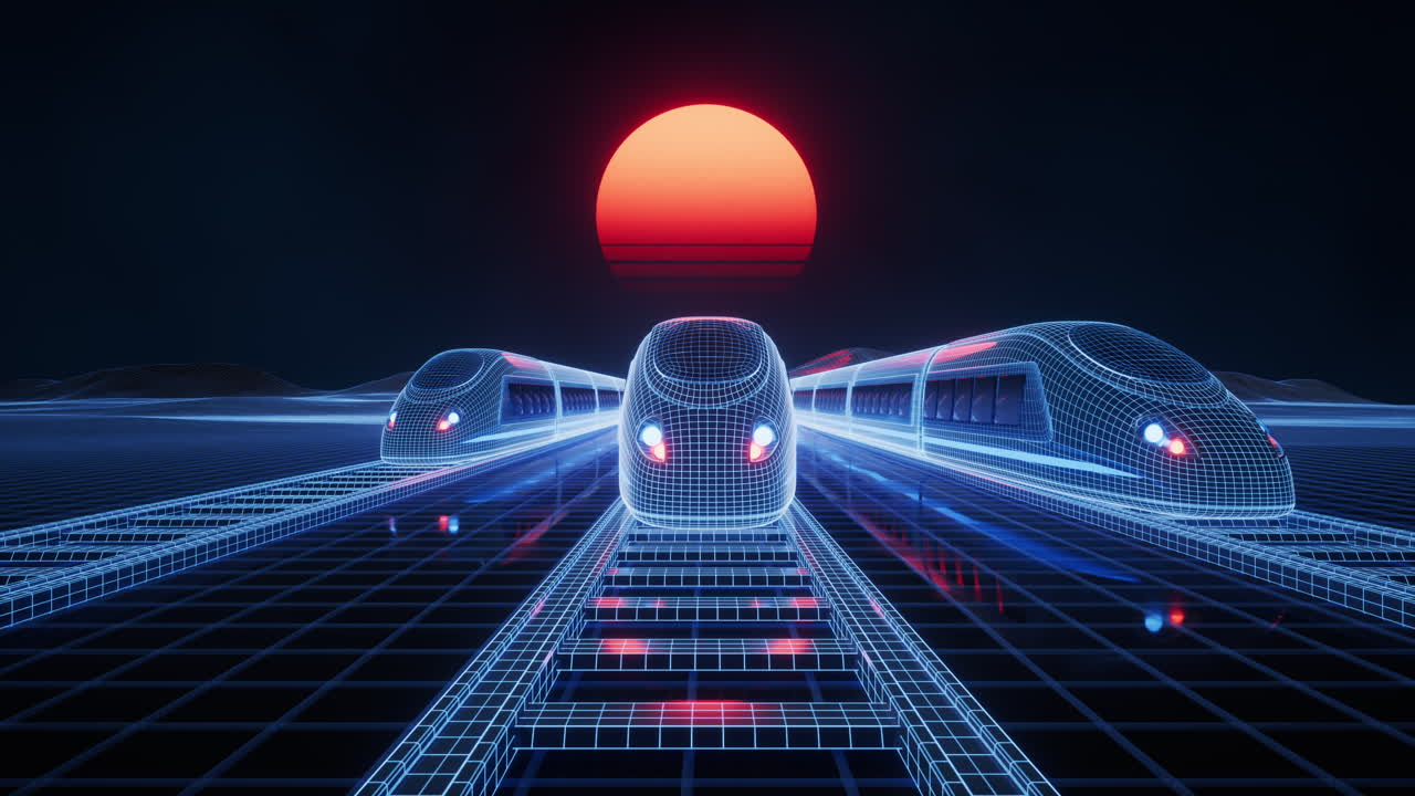 디지털 고속 철도 총알 열차 3d 렌더링