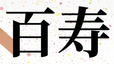 일본 100번째 생일 축하 칸지 문자 메시지 모션 그래픽
