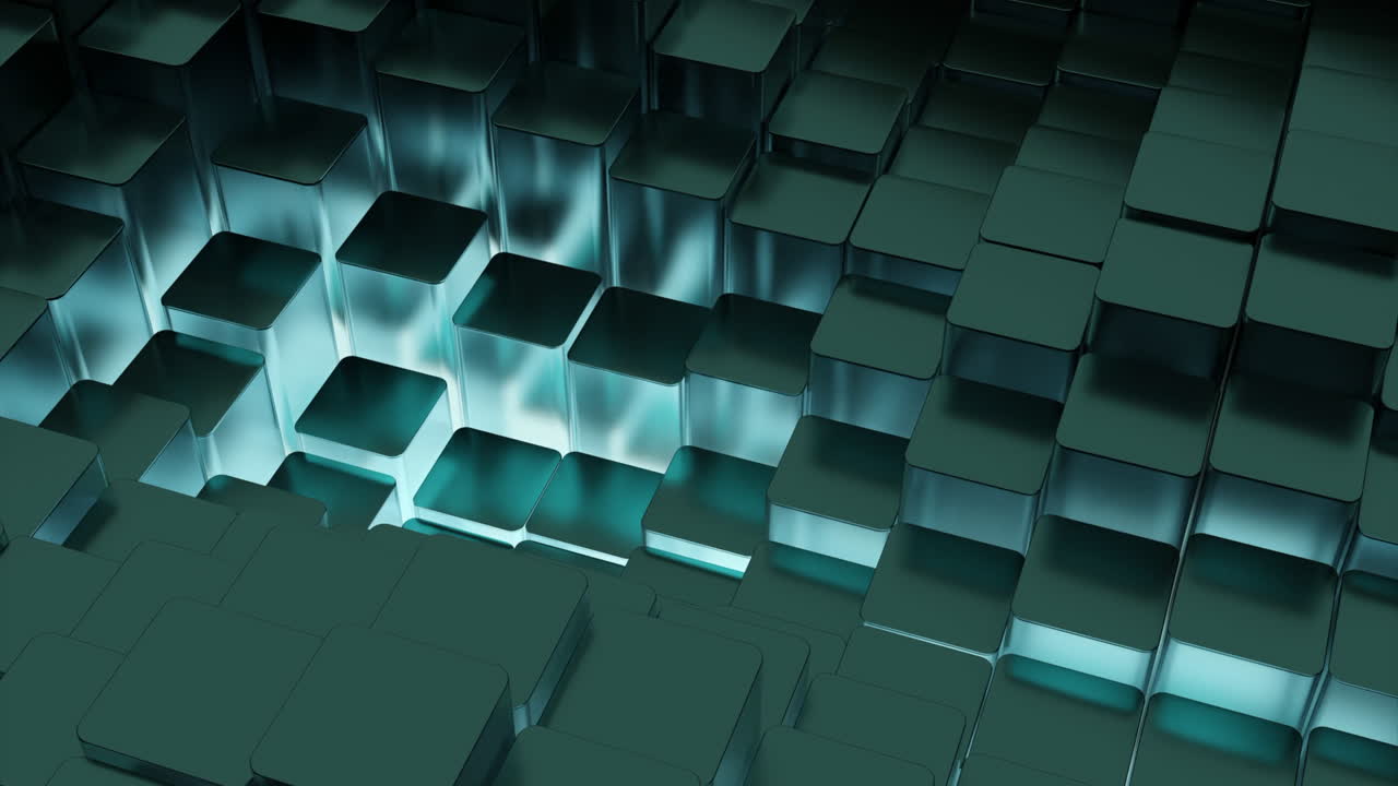 Abstract Dark Teal Metal Cubes