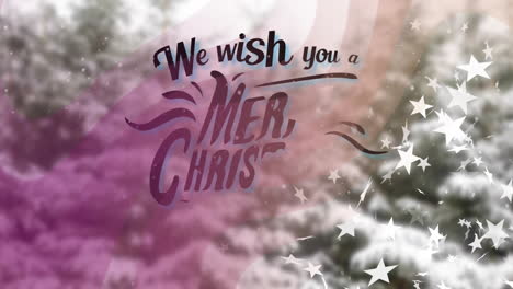 we wish you merry christmas text animation over festive background with stars