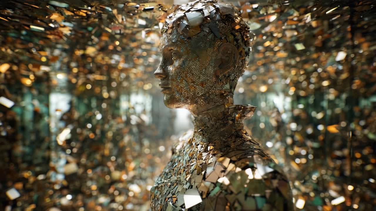 Abstract Metallic Sculpture of a Human Form