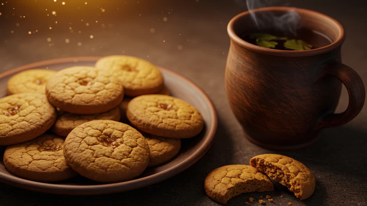 Momento accogliente con tè e biscotti fatti in casa