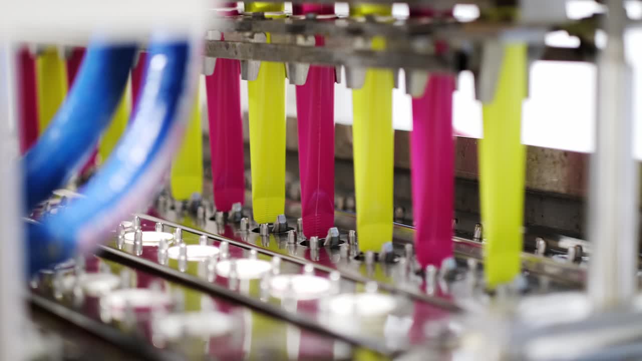 Popsicle icecream factory producing on production line
