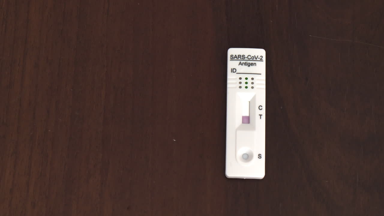Time lapse of covid rapid antigen test self home made kit revealing negative positive results detection corona virus infection sars covid
