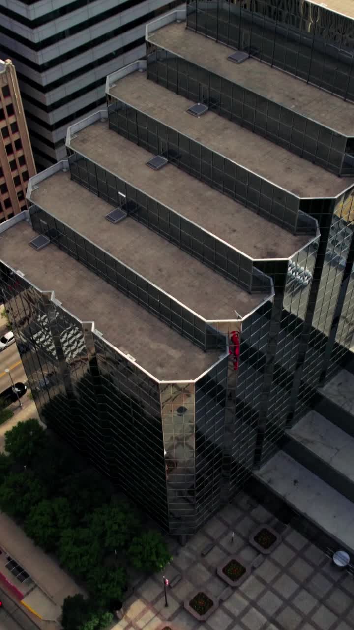 Aerial View of Modern Office Buildings and Urban Plaza
