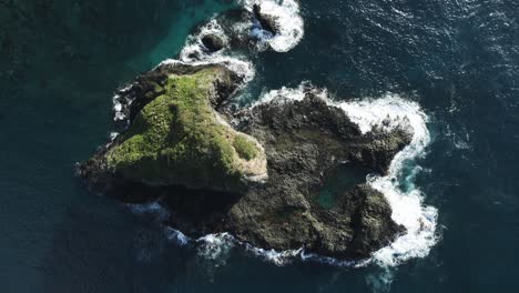 4k aerial - norfolk island, australia top down drone over rock formation slowly descending dji inspire 2