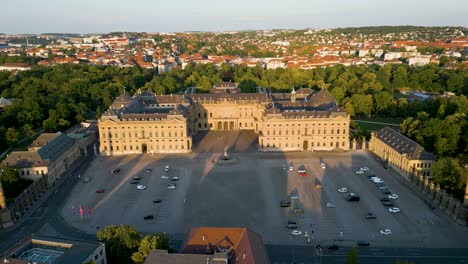 4k aerial drone video of the palatial residenzplatz in würzburg, germany