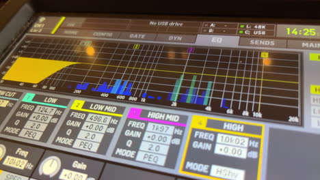 pantalla lcd de la consola de mezcla digital