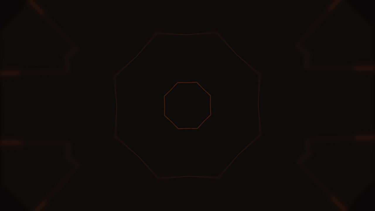 Aura energy visualization. Polygonal pattern in brown and black with focus on center in zoom in and out.