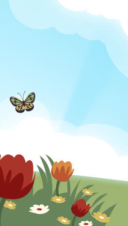 prado de primavera con mariposas