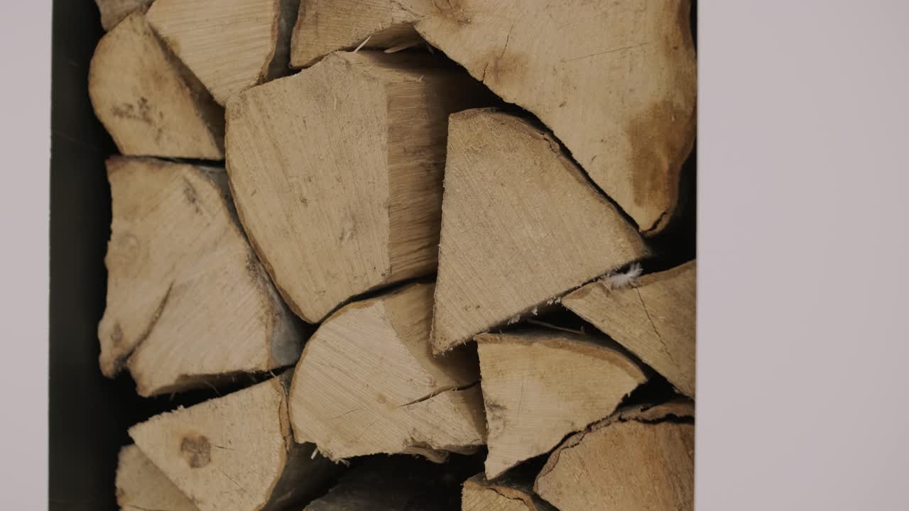 la leña apilada en una alcova negra moderna crea una característica rústica pero elegante en el entorno de la chimenea de una casa de lujo, mezclando la funcionalidad con el diseño.