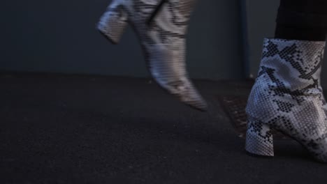 close up view of transgender adult feet walking