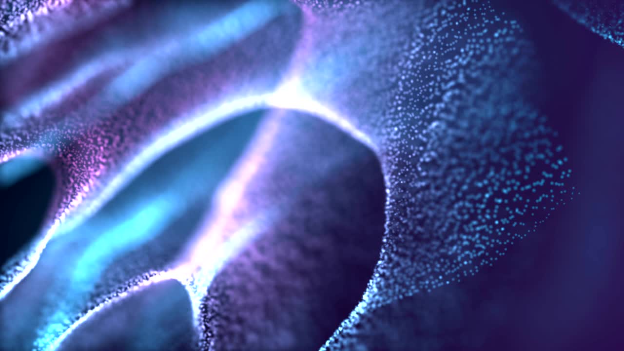 우아한 추상적인 운동 배경 루프, 춤추는 파동하는 입자 필드