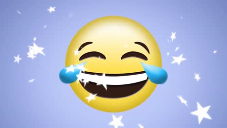 animación del icono de emoji sonriente sobre un fondo púrpura