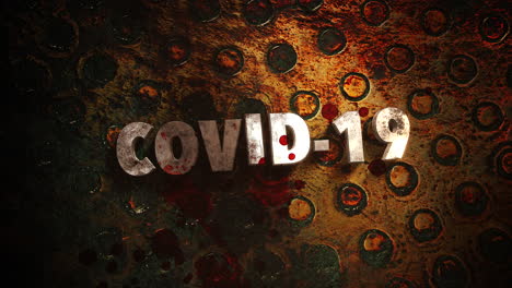 animated text covid-19 and horror background with dark blood