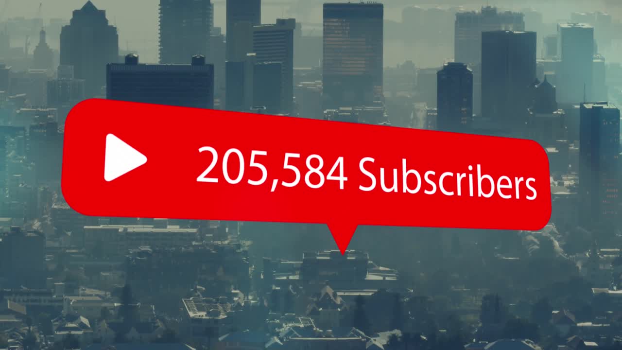 소셜 미디어 아이콘의 애니메이션과 도시 풍경에 대한 데이터 처리