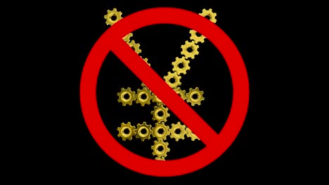 yen japonés en el signo de prohibición