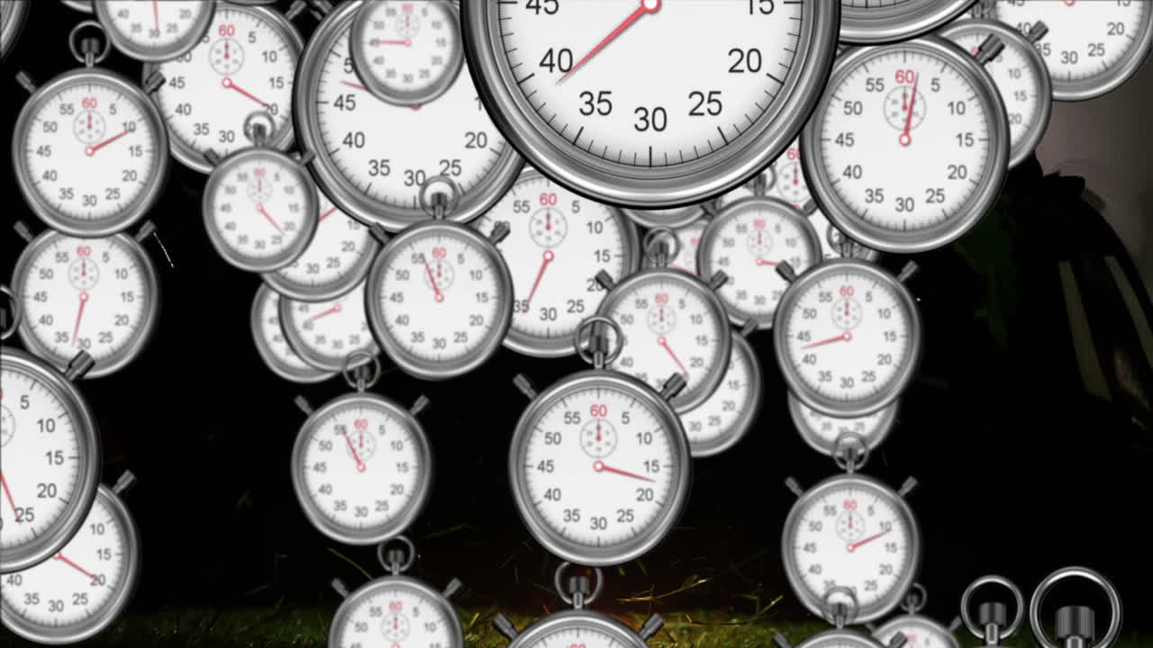 анимация значков таймера над мячом для регби с аргентинским текстом на черном фоне