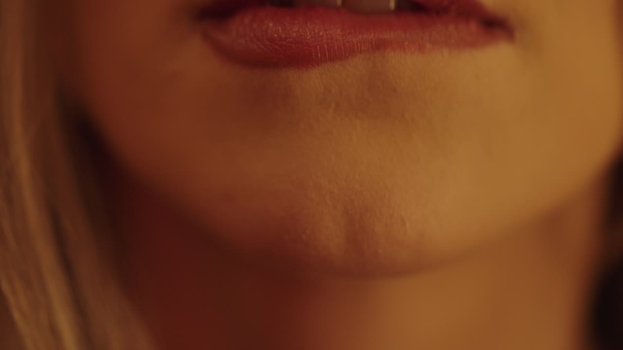 beautiful blonde woman, bites her lips, seductive