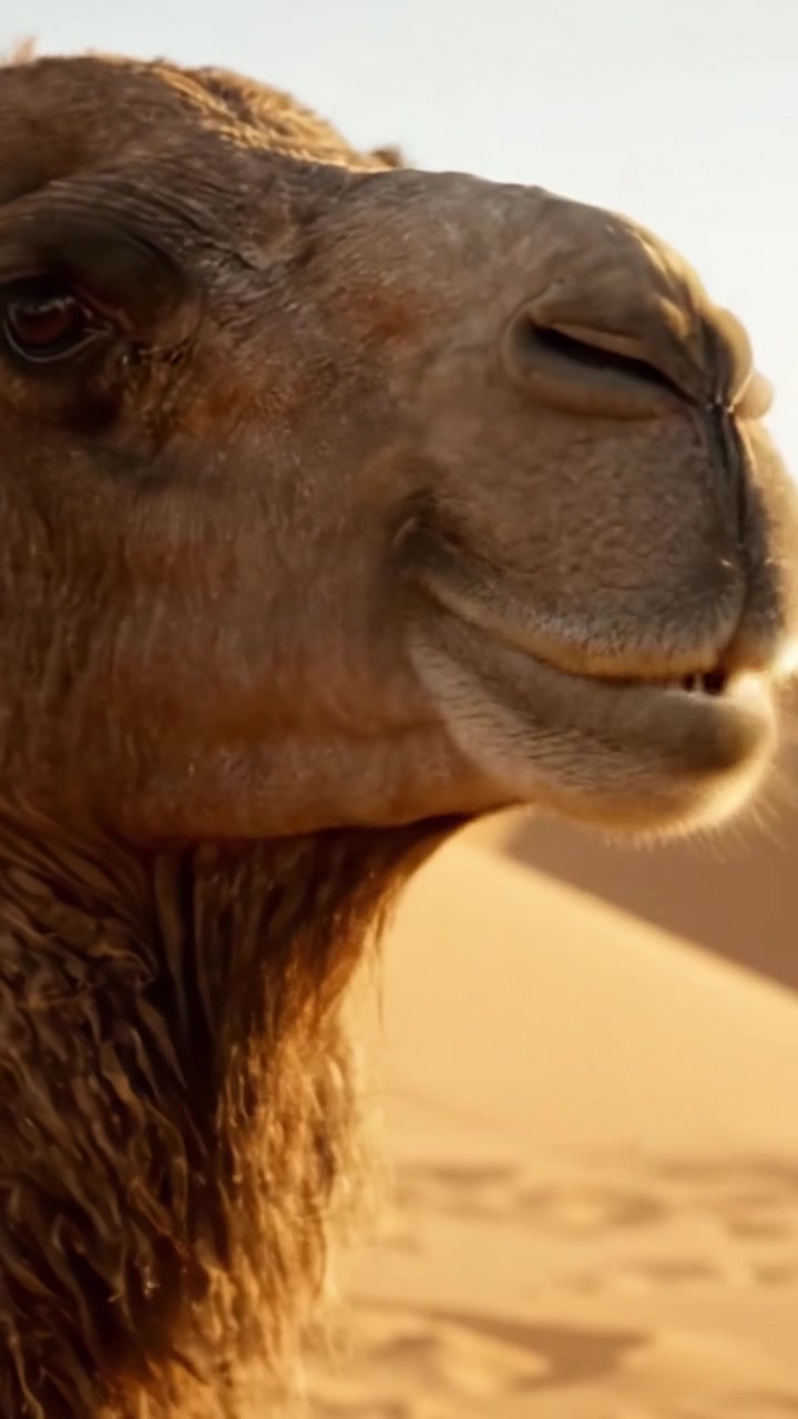 Un maestoso cammello nelle sabbie dorate: che cattura la presenza aggraziata di un cammello sullo sfondo mozzafiato di un deserto al tramonto