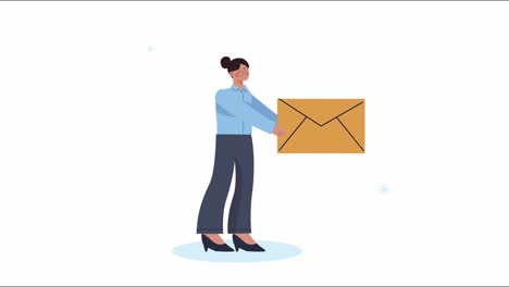 young woman with envelope animation