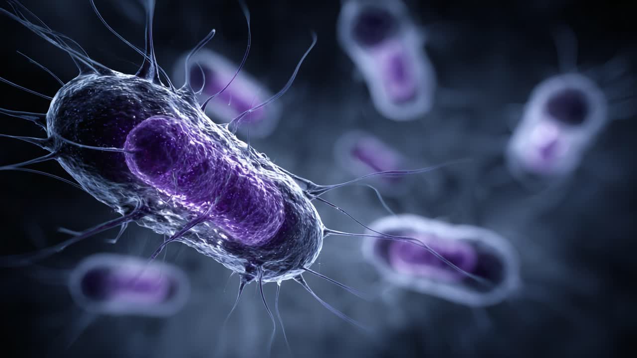 Una prospettiva ingrandita sui batteri: Immagini mozzafiato della vita microbica catturate in due fotogrammi che mostrano le complessità di questi organismi invisibili.