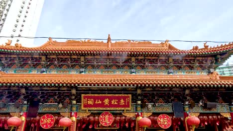 traditional temple facade with intricate architectural details