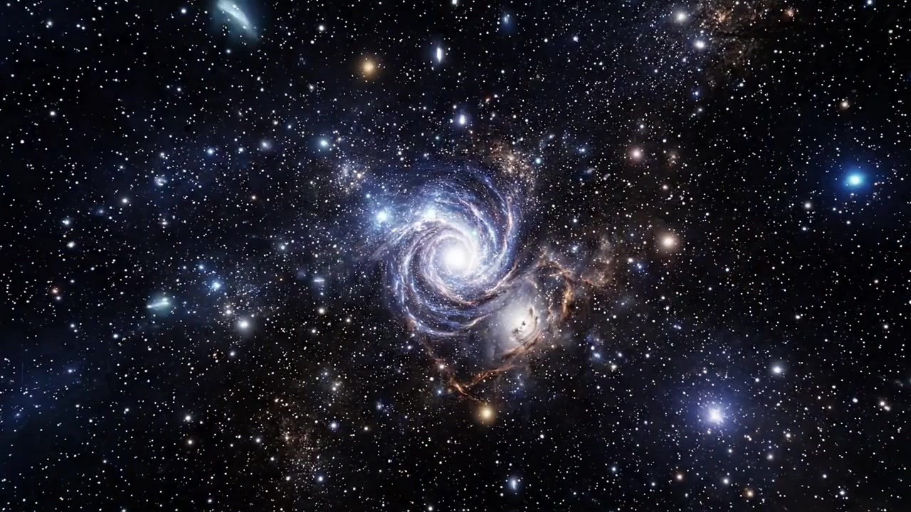 Viaggio attraverso il Cosmo: Un'esplorazione visiva della mistica galassia a spirale che transita da un vortice a una meraviglia stellata nell'Universo.