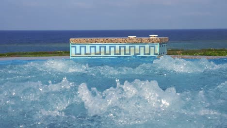 hot tub. close-up. bubbling water in the open hot tub, pool. tropical resort, by the sea