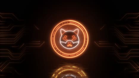 símbolo de criptomoneda de shiba inu brillando con neón