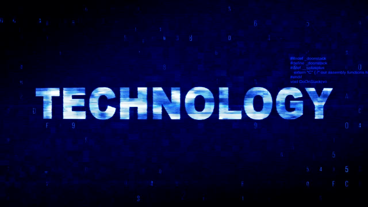 Technology Text Digital Noise Twitch Glitch Distortion Effect Error Animation.