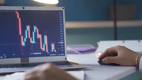 vista de cerca del mercado de valores y los gráficos de criptomonedas desde el teléfono.