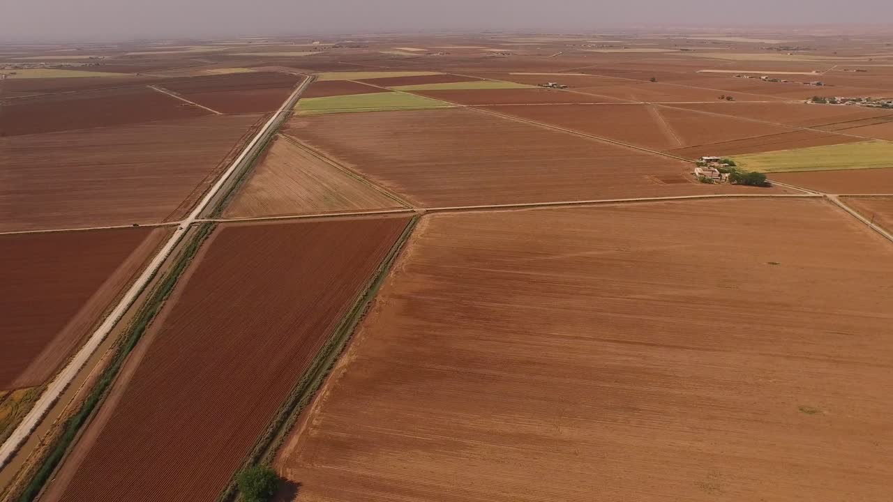 Aerial shot of a large wheat field