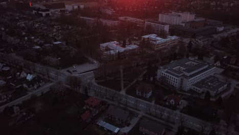 drone shot of sunset in city - tartu europe