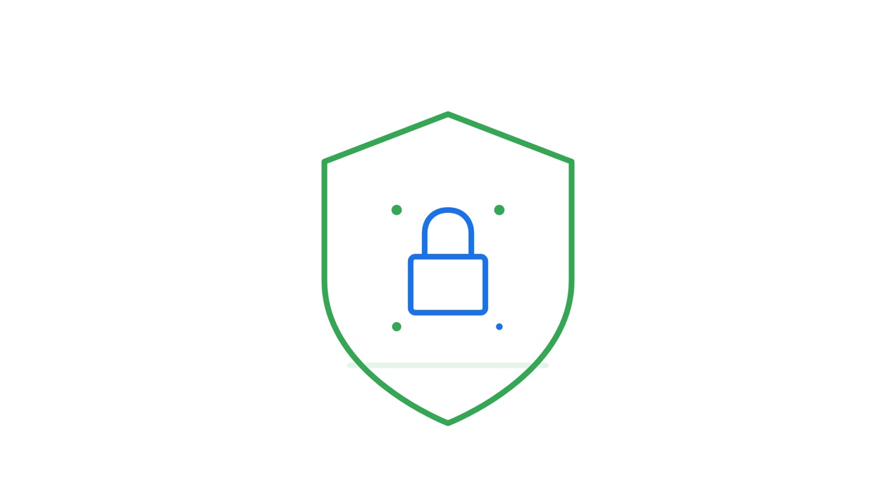 Animated Line Drawing of a Security Shield and Padlock Icon