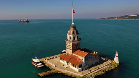 aerial view of maiden's tower also known as leander's tower from istanbul.