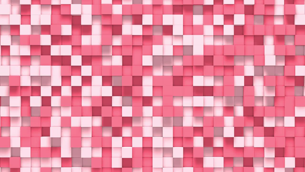 cubo de caja pequeña rosa fondo geométrico aleatorio. ilustración de mosaico de píxeles cuadrados abstractos. fondo de bloque de tierra. diseño fractal de fantasía. arte digital. bucle de animación 3d de 4k
