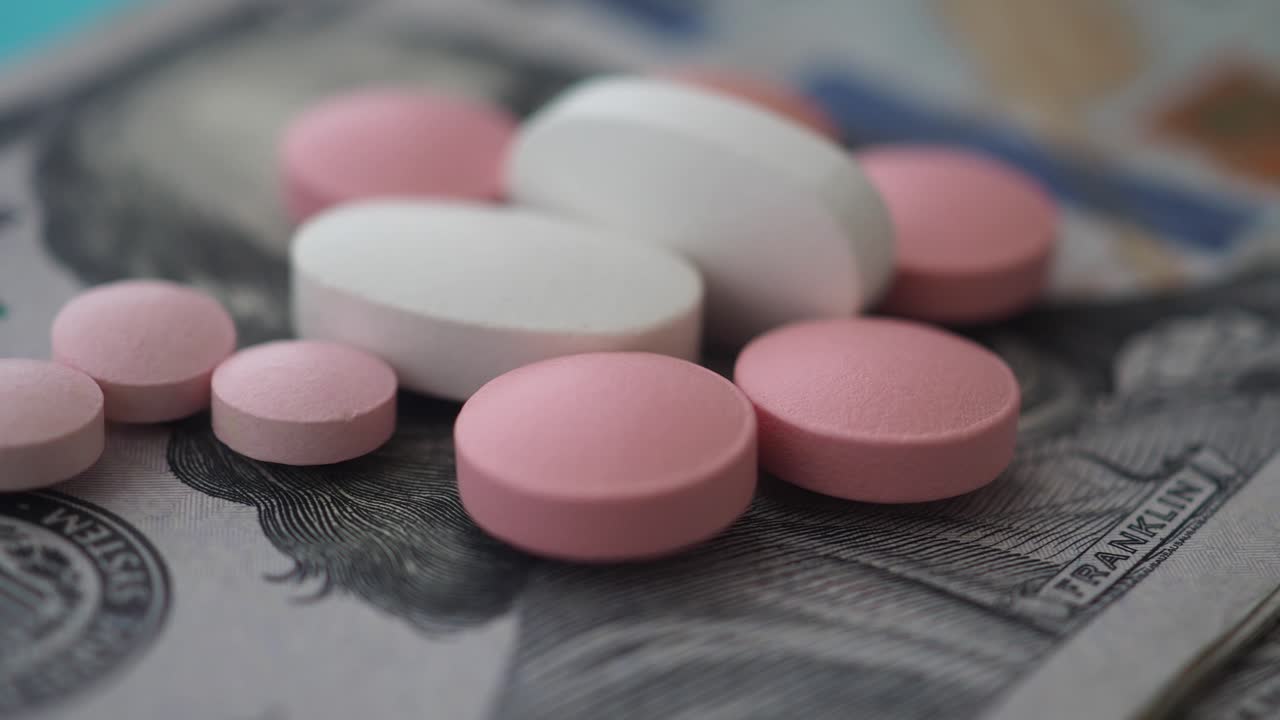 Pills on US Dollar Bill