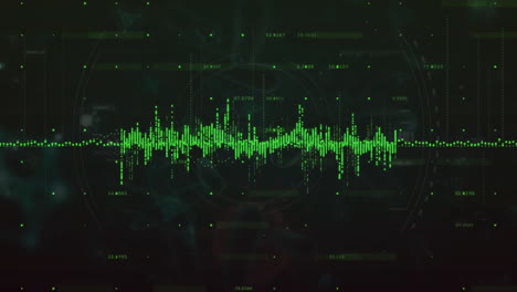 animation of green data stream and processing data on black background