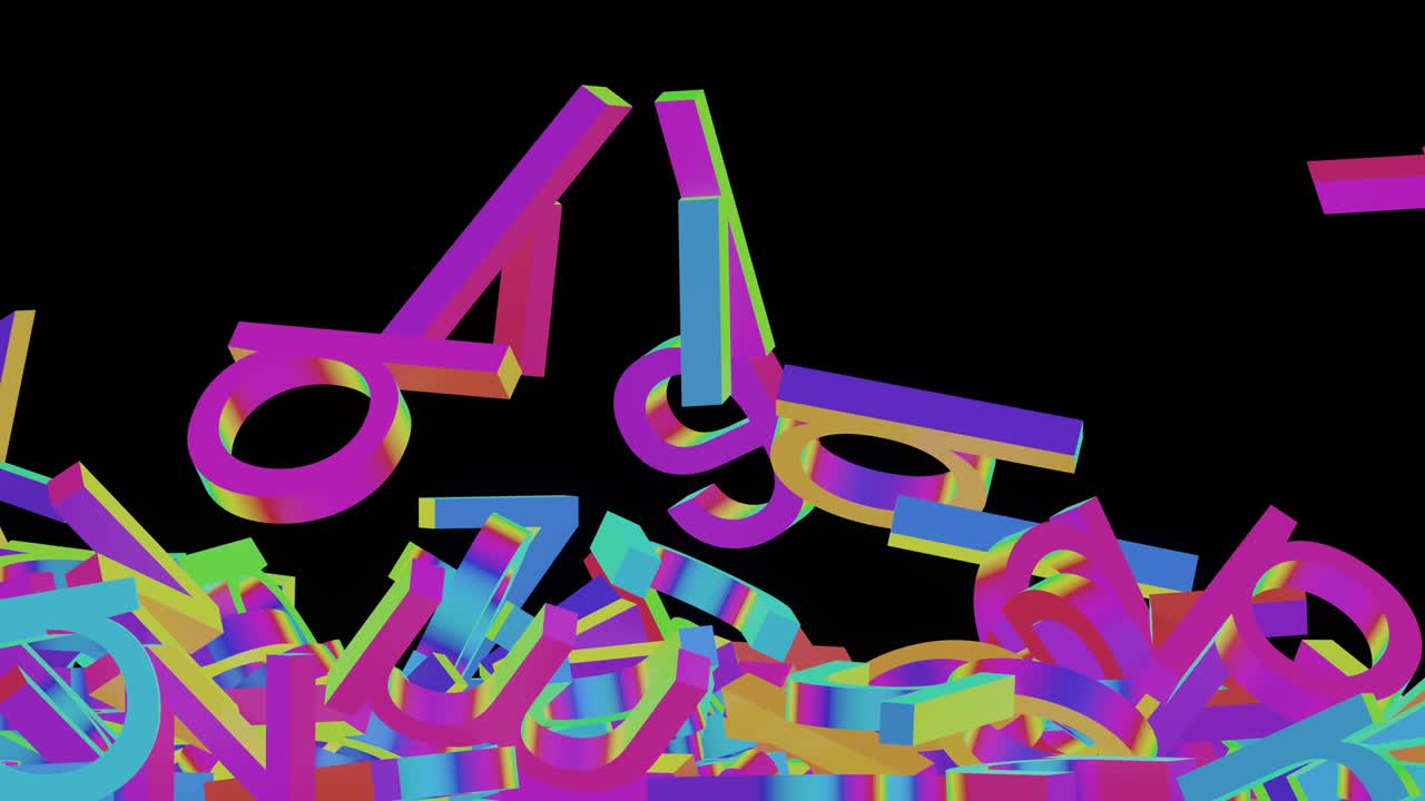 Messed alphabet letters falling and bouncing on empty background